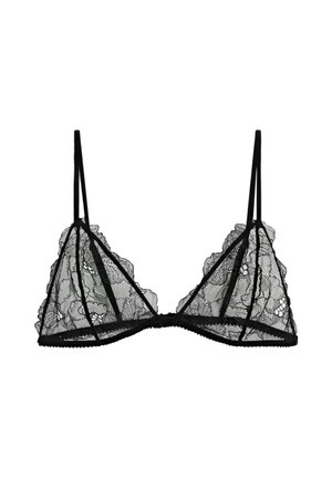 Massimo Dutti, SCALLOPED LACE TRIANGLE BRA - Triangle bra - black
