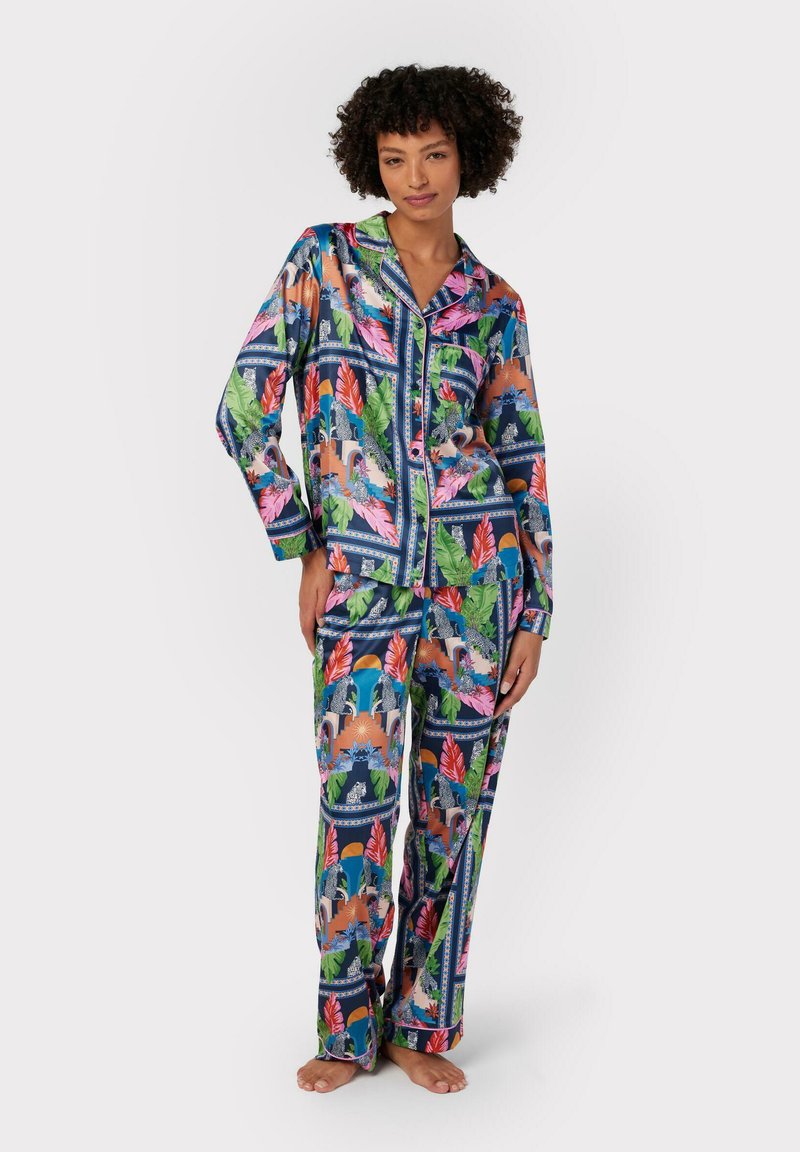 Chelsea Peers TEMPLE LEOPARD PRINT - Pyjama - navy