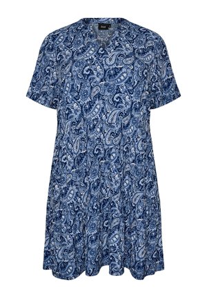Zizzi, GEMUSTERTES KLEID MIT EINSÄTZEN - Freizeitkleid - blau