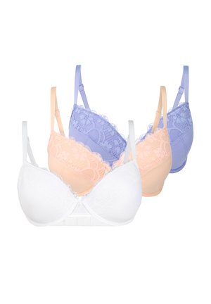 3 PACK - Push-up bra - lavendel+mandarine+weiß