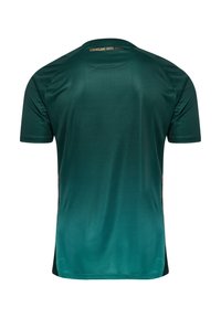 Donkergroene sportshirt met korte mouwen, met een lichter groene gradient aan de onderkant en de tekst "LEBENSLANG GRÜN-WEISS" nabij de kraag.