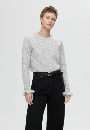 SLFLULU LS FRILL CUFF O-NECK - Vesta - light grey melange