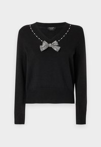 EMBELLISHED V NECK - Strickpullover - black