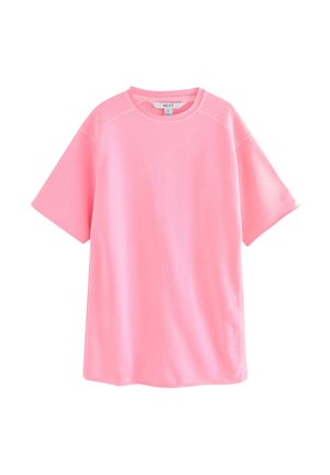 Next RAW HEM DETAIL WASHED CREW NECK - Freizeitkleid - fluro pink