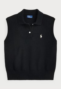COTTON CROPPED SLEEVELESS POLO JUMPER - Stickad tröja - black