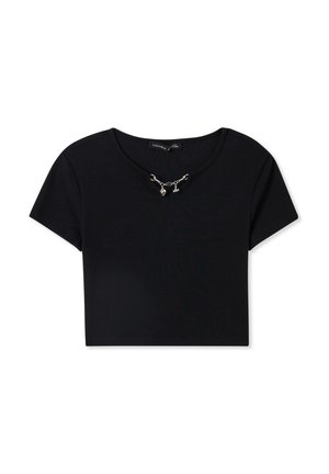 CON APPLICAZIONE - T-shirt con stampa - nero