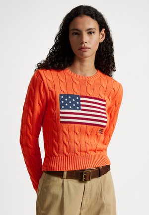 FLAG SHRUNKEN CABLE COTTON SWEATER - Pullover - sailing orange