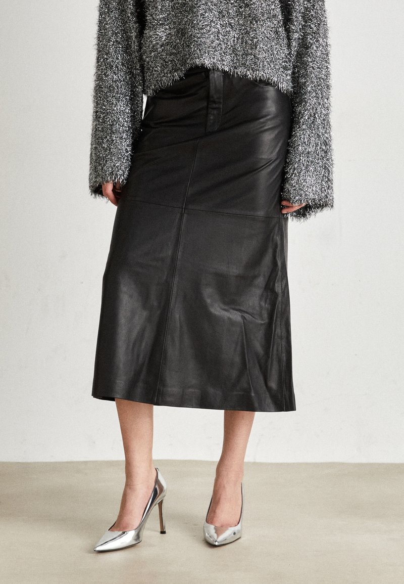 Gestuz OLIVI SKIRT Lederrock black/schwarz Zalando.ch
