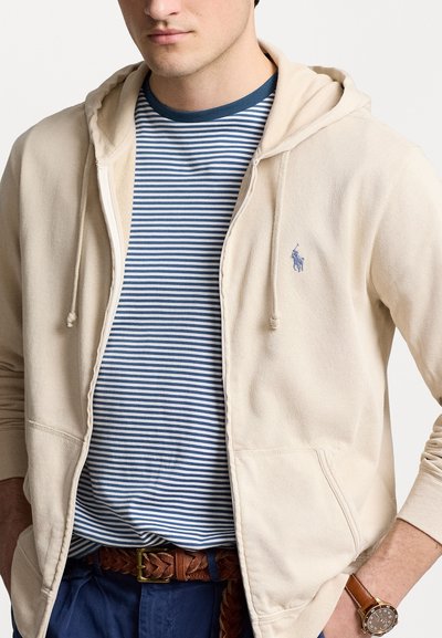 Polo Ralph Lauren SPA TERRY FULL ZIP HOODIE - Cipzáras pulóver - khaki stone