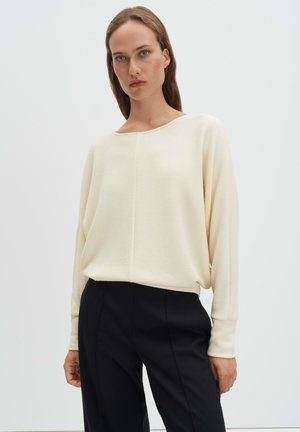 LOOSE FIT RIBBED TEXTURE - Felpa - buttercream