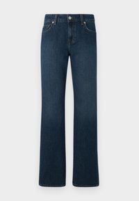 Mørkeblå denimbukser med straight leg-design, som har en klassisk fem-lomme stil og en knappestenging i livet.
