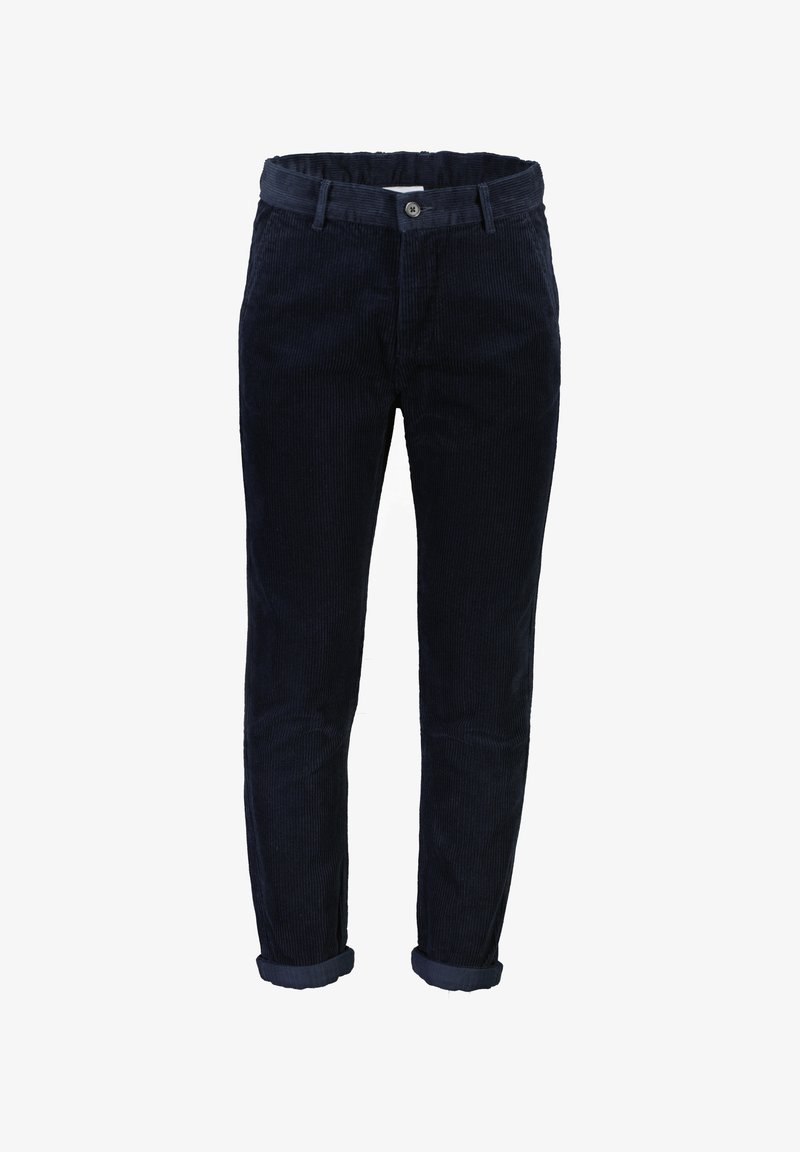 Marina kordbyxor med slim fit, med knappstängning, uppvikta byxben och vertikal ribbad textur.