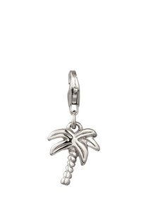 Sølvpalme charms med detaljeret udsmykning, der har en clips vedhæftning for nem brug. Glat tekstur og poleret finish.