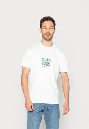 SLHRELAXDENTON - T-shirt con stampa - egret