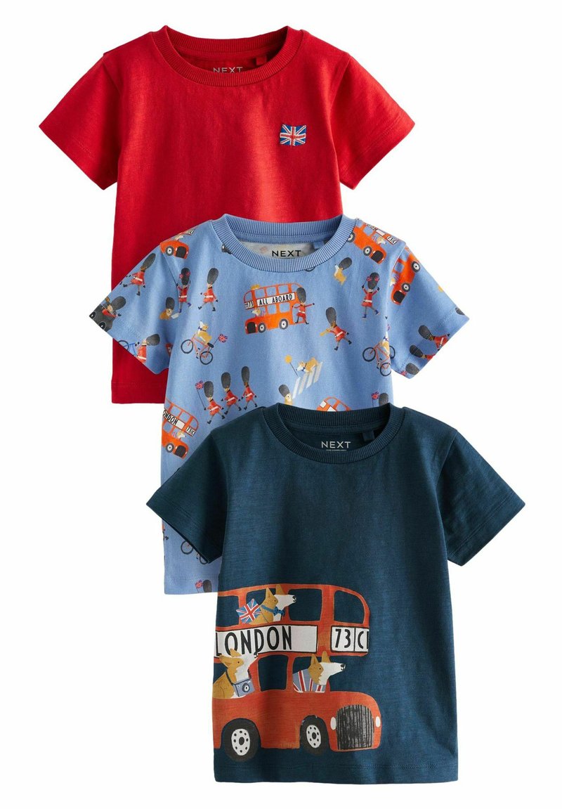 Next - SHORT SLEEVE CHARACTER 3 PACK STANDARD - T-shirt imprimé - red blue london, Agrandir