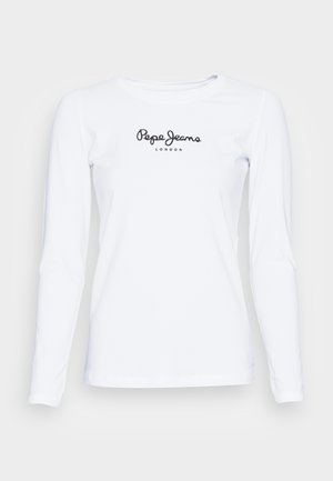 Witte longsleeve T-shirt van zacht materiaal met het "Pepe Jeans London" logo in zwart op de voorkant. Eenvoudig, aansluitend ontwerp.