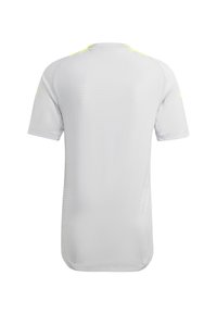 Korte mouwen sportshirt in lichtgrijs, met een textuurstof, een afgeronde zoom en neon gele accenten op de schouders.