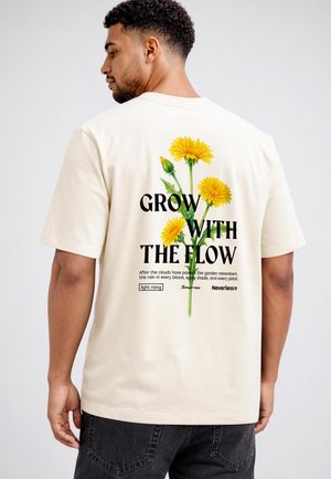 Neverless, HERREN T-SHIRT - DANDELION - OVERSIZED RELAXED FIT PRINTSHIRT - Print T-shirt - hell-beige