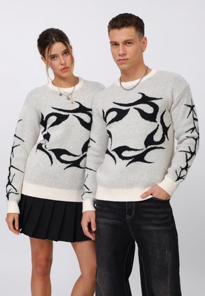 UNISEX - Stickad tröja - white/black