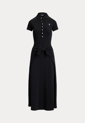 TIE-FRONT MESH POLO DRESS - Marškininė suknelė - polo black