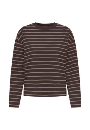 ONLY, ONLHAPPY L/S O-NECK STRIPE TEE JRS - Camiseta de manga larga - coffee bean
