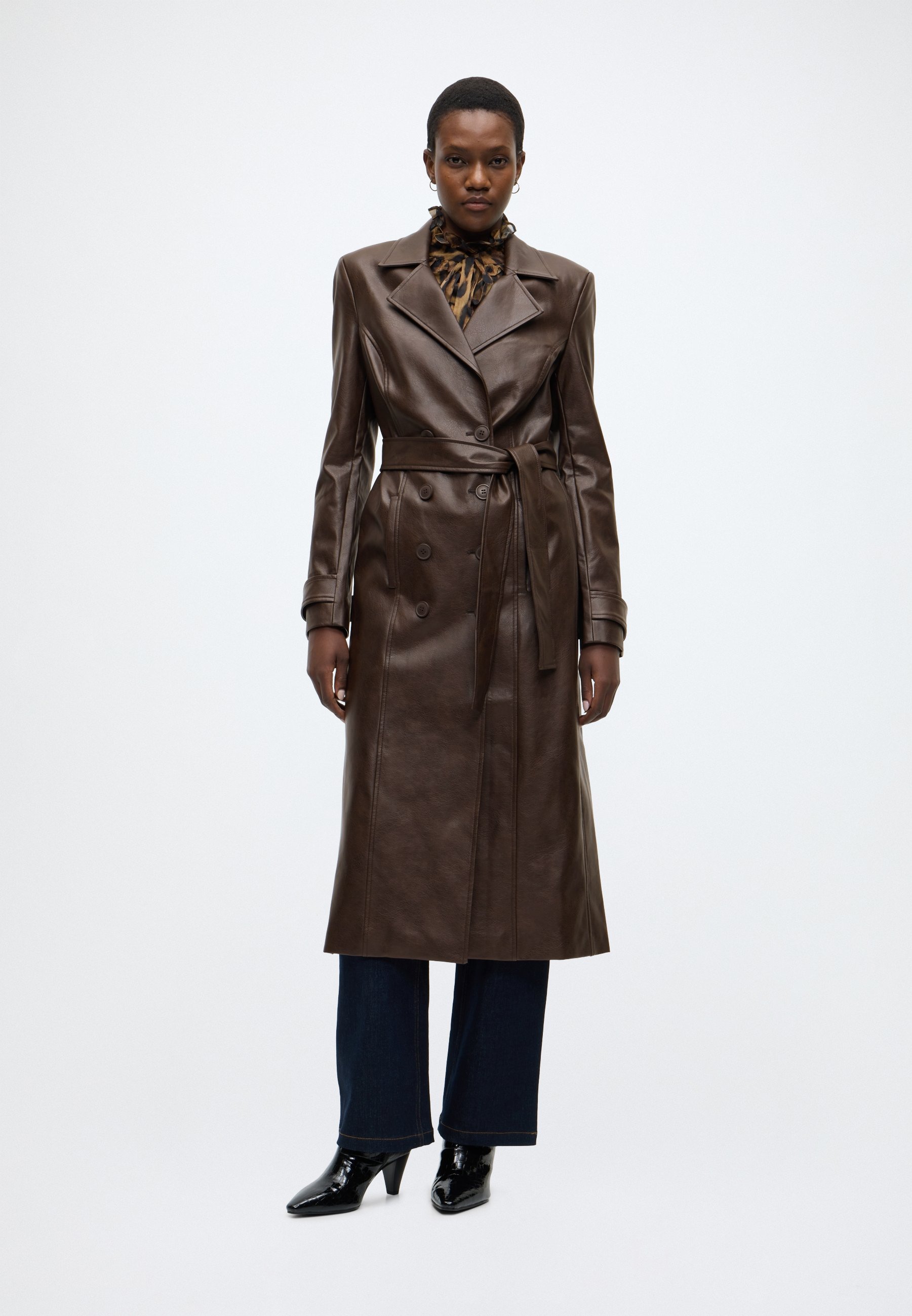 Bardot VEGAN LEATHER TRENCH COAT - Gabardina - dark choco/castanho