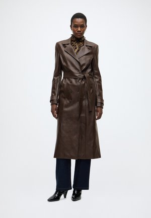 VEGAN LEATHER TRENCH COAT - Gabardina - dark choco