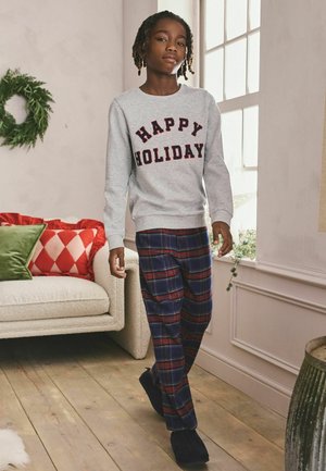 Next, REGULAR FIT - FAMILY CHRISTMAS SINGLE SET - Nattøj sæt - grey/navy/red check happy holidays