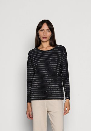 BOATY NECK - T-shirt à manches longues - black