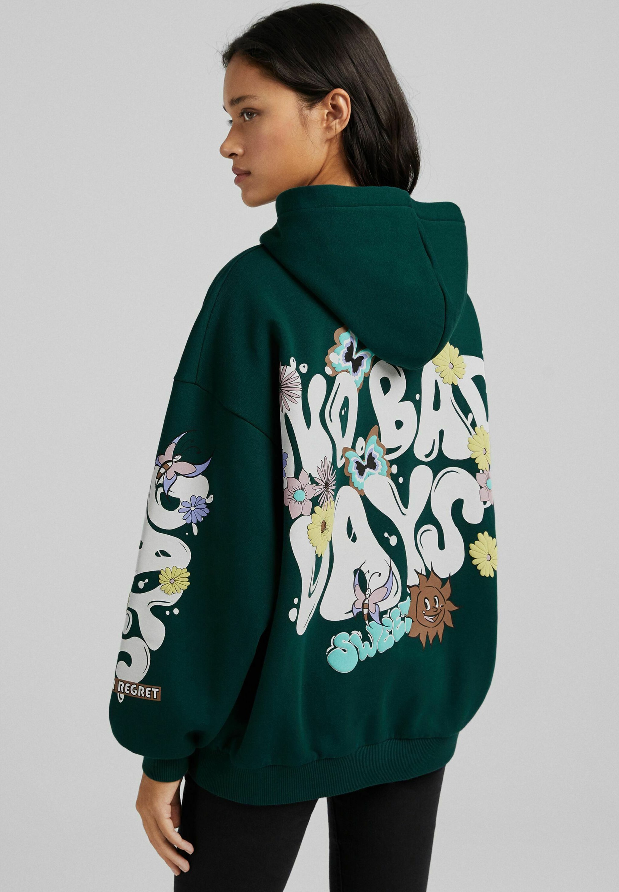Bershka Felpa con cappuccio - dark green/verde scuro - Zalando.it