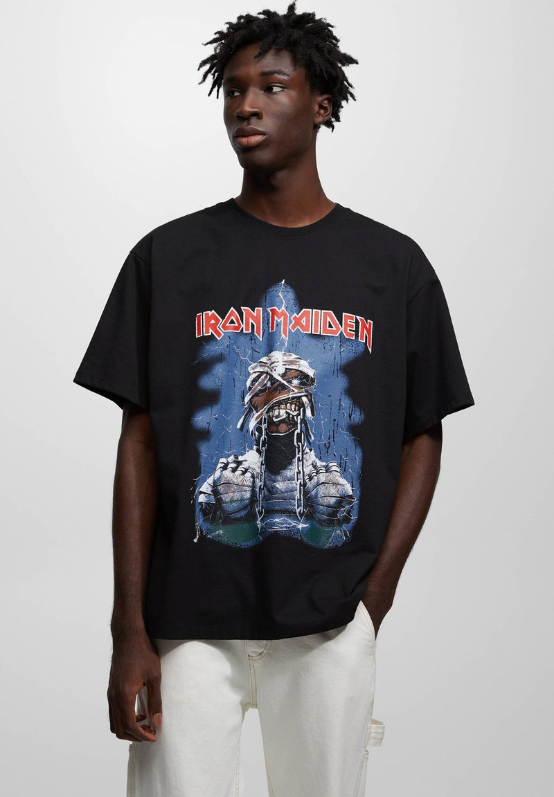 PULL&BEAR Tshirt z nadrukiem/czarny melanż Zalando.pl