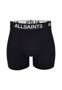 Svart boxerkalsonger tillverkade av mjuk bomull med en åtsittande design. Har en bred, elastisk midjeband med "ALLSAINTS"-logotyp i vitt.