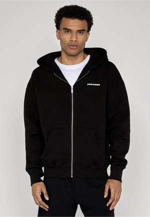 Pegador, OVERSIZED LOGO HOODED ZIP SWEAT JACKET - Sweat zippé - washed black/white gum