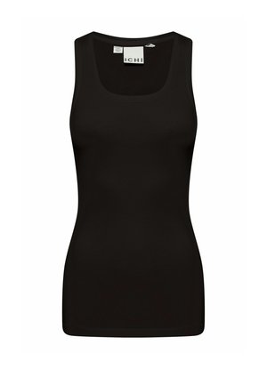 Juoda tiulio palaidinė, pagaminta iš lygios, elastingos medžiagos. Turi apvalią iškirptę ir plačias petnešas, su prigludusia, beinga konstrukcija.