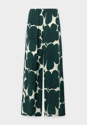 Marimekko, KAAOS UNIKKO TROUSERS - Pantalon classique - dark green/light yellow