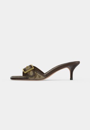 COACH, MARGOT SIGNATURE - Heeled mules - khaki/maple