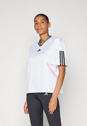 TIRO CUT STRIPES COLOR BLOCK FRIEND - T-shirt print - white/black/true pink
