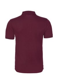 Burgundská polo košile z bavlněné směsi, s klasickým límečkem, krátkými rukávy a jemným logem na zadní straně u krku.