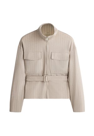 OYSHO, SOFT-TOUCH STRIPED BELTED JACKET - Veste légère - soft mink