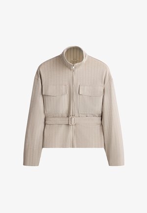 OYSHO, SOFT-TOUCH STRIPED BELTED JACKET - Veste légère - soft mink
