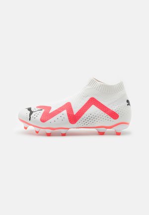 Moulded stud football boots - white/black/fire orchid
