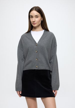 KNIT CARDIGAN, LONGSLEEVE, V-NECK - Cardigan - asphalt melange
