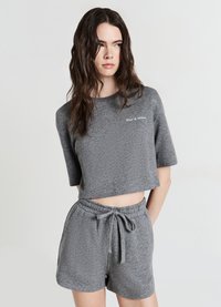 Calliope CROP EFFETTO LUMINESCENTE - T-shirt con stampa - grigio scuro melange