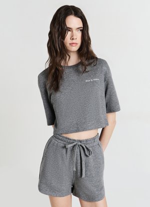 Calliope CROP EFFETTO LUMINESCENTE - T-shirt con stampa - grigio scuro melange