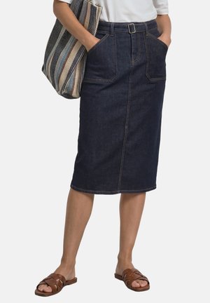 Street One, HIGH-WAISTED MIDI SKIRT WITH BELT - Bleistiftrock - rinse soft washed