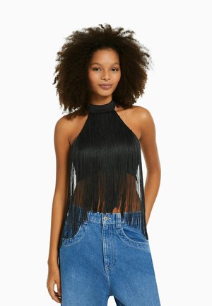FRINGING - HALTERNECK  - Toppi - black
