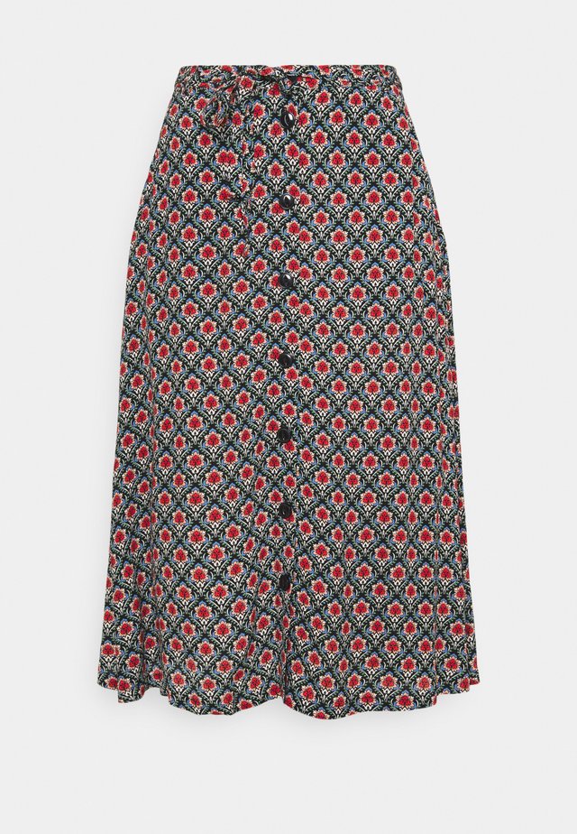 JUNO BUTTON SKIRT PALMER - A-lijn rok - black