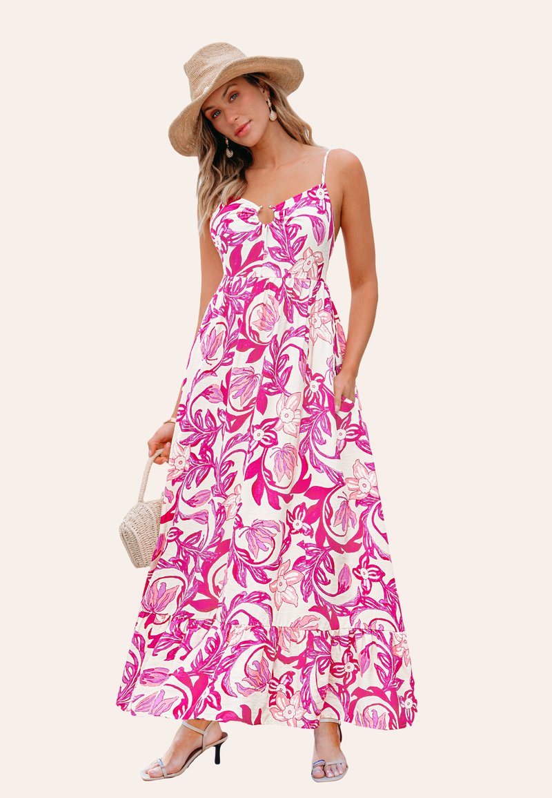 Cupshe VIBRANT FLORAL FOR EFFORTLESS SUMMER STYLE - Maxi-jurk - pink