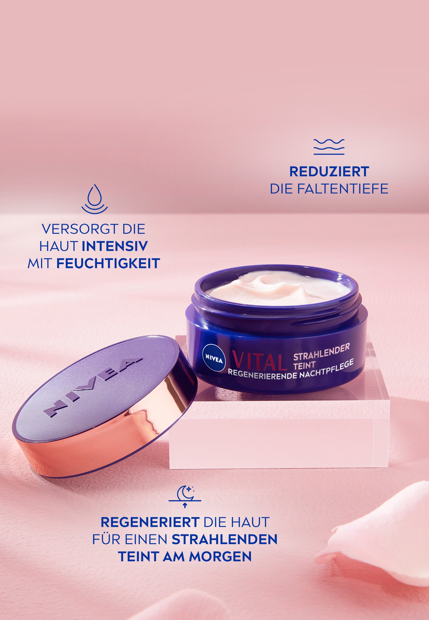 NIVEA Anti-Falten Nachtcreme | Regenerierende Pflege, 50 Ml | Für Reife Haut | Mit Vital-Formel