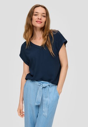 s.Oliver CUT OUT DETAIL V AUSSCHNITT - Blouse - tiefblau